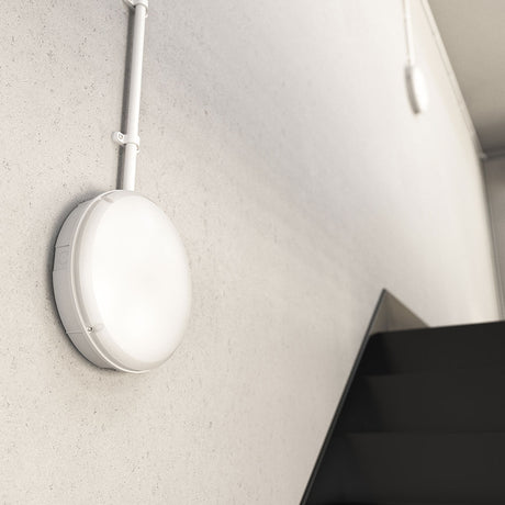 BALHAM 18W IP65 Conduit Entry LED Emergency Bulkhead With Microwave Motion Sensor Light