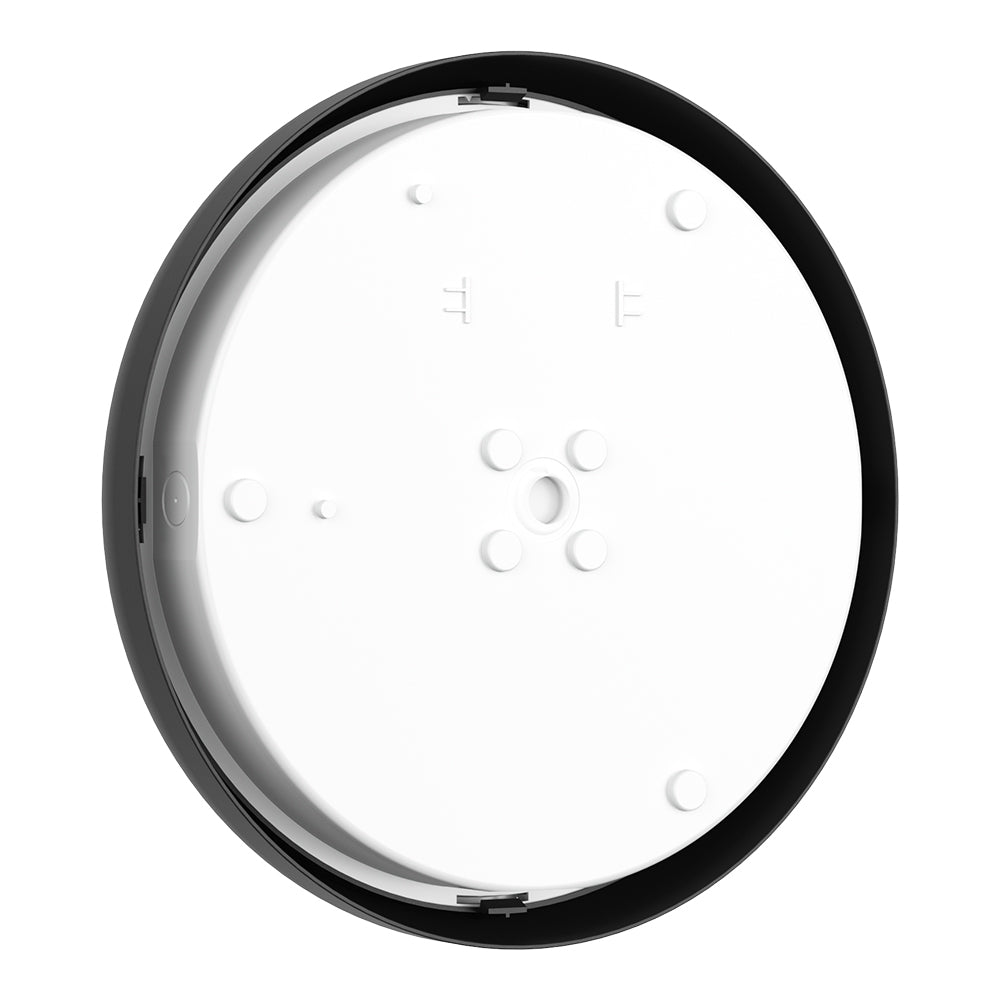 EUSTON CE3X5 | Round Bulkhead Light Fitting | LED Multi Wattage 8-16W | CCT 5-Colour | IP65 | Microwave Sensor & Emergency | Black Eyelid