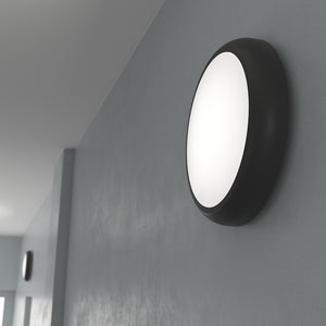 EUSTON CE3X5 |Round Bulkhead Light Fitting | LED Multi Wattage 8-16W | CCT 5-Colour | IP65 | 3hr Emergency | Black