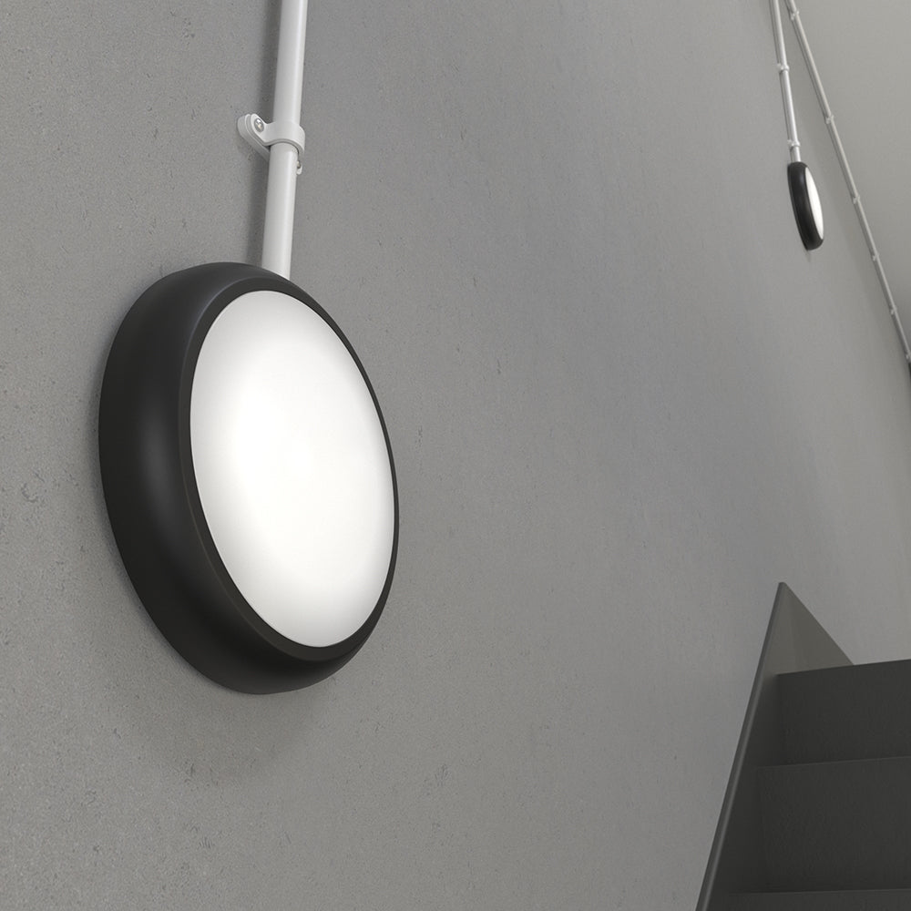 EUSTON CE3X5 |Round Bulkhead Light Fitting | LED Multi Wattage 8-16W | CCT 5-Colour | IP65 | 3hr Emergency | Black
