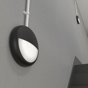 EUSTON CE3X5 | Round Bulkhead Light Fitting | LED Multi Wattage 8-16W | CCT 5-Colour | IP65 | Microwave Sensor & Emergency | Black Eyelid