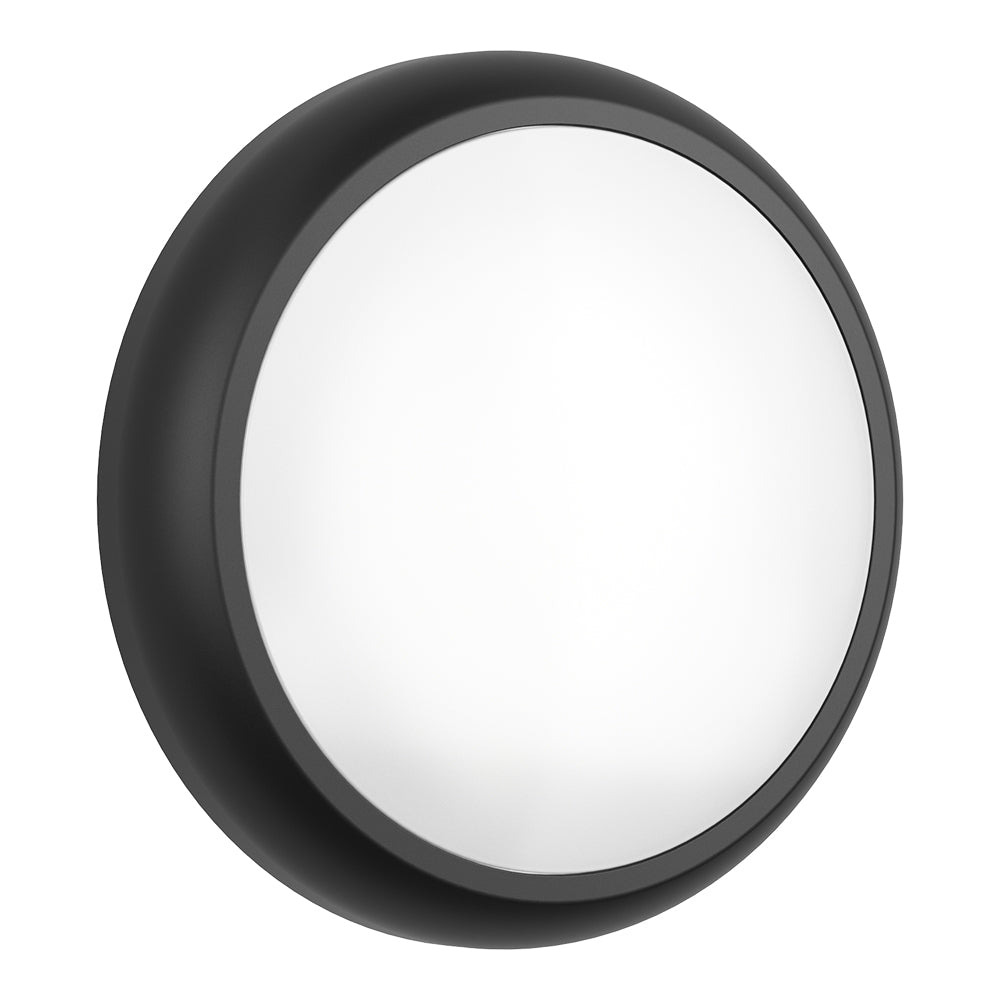 EUSTON CE3X5 |Round Bulkhead Light Fitting | LED Multi Wattage 8-16W | CCT 5-Colour | IP65 | 3hr Emergency | Black