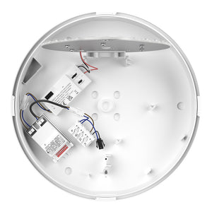 EUSTON CE3X5 | Round Bulkhead Light Fitting | LED Multi Wattage 8-16W | CCT 5-Colour | IP65 | Microwave Sensor | Black Eyelid
