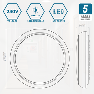 EUSTON CE3X5 | Round Bulkhead Light Fitting | LED Multi Wattage 8-16W | CCT 5-Colour | IP65 | 3hr Emergency | Chrome