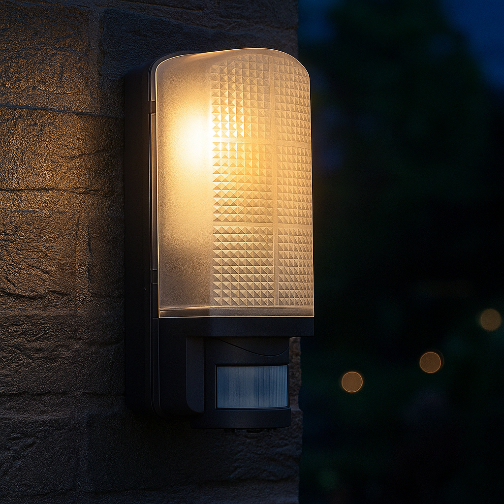 LED CCT Outdoor Bulkhead Wall Light Fitting | 8W E27 | CCT Tri-Colour | IP44 | PIR Motion Sensor | Black