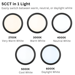 EUSTON CE3X5 | Round Bulkhead Light Fitting | LED Multi Wattage 8-16W | CCT 5-Colour | IP65 | Microwave Sensor & Emergency | Black Eyelid