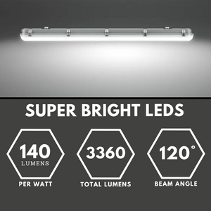TORO | Non-Corrosive LED Batten Light | 4ft High Lumen 4900lm | CCT Tri-Colour & Multi Wattage | IP65 | Corridor Sensor