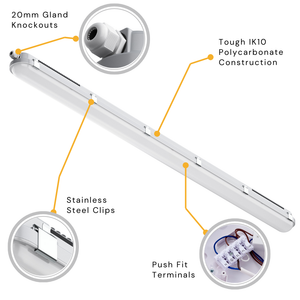 TORO Non-Corrosive LED Batten Light | 5ft High Lumen 7000lm | CCT Tri-Colour & Multi Wattage | IP65 | Corridor Function