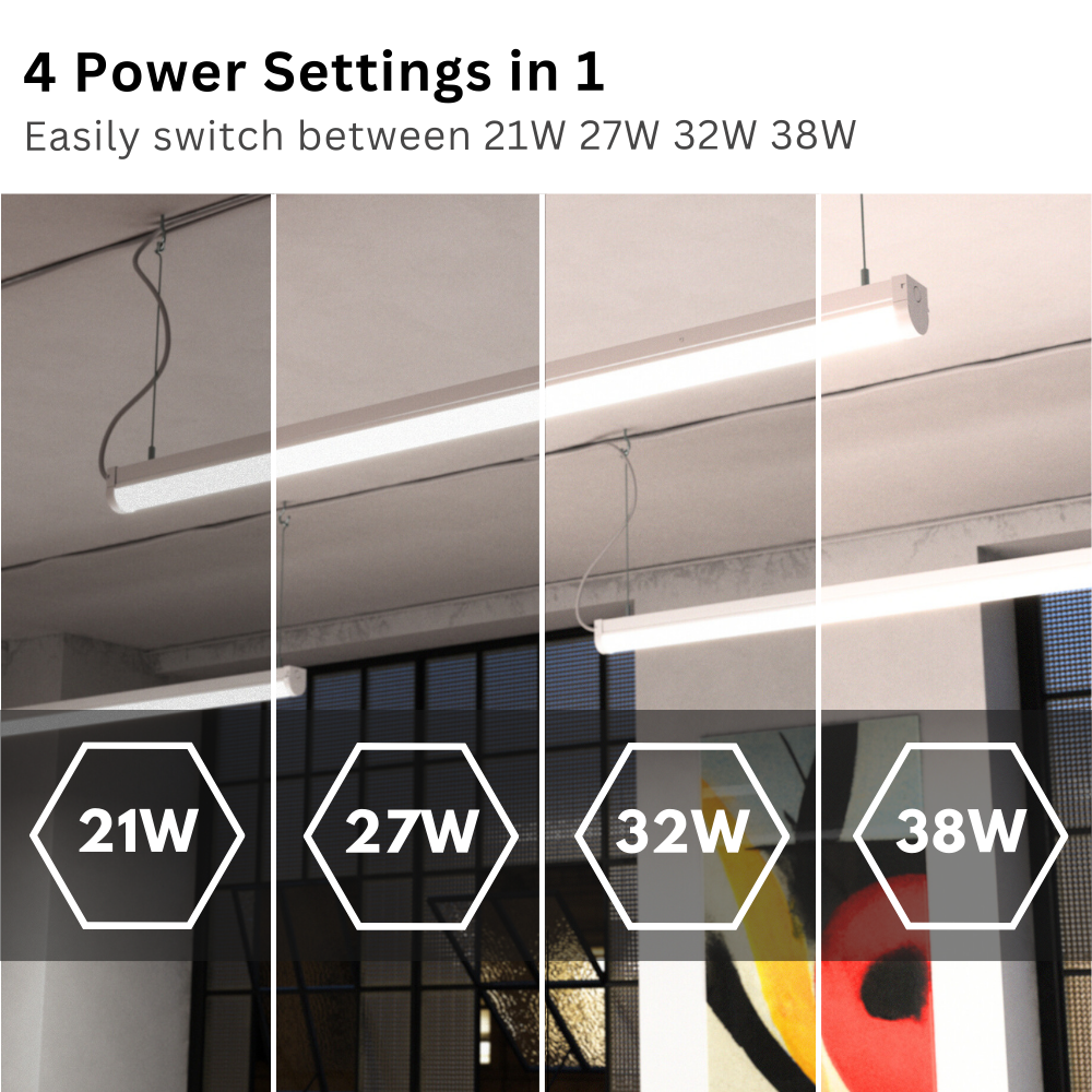 VALA LED Batten Light | 4ft High Lumen 5320lm | CCT Tri-Colour & Multi Wattage | IP20 | Standard