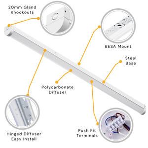 VALA LED Batten Light | 5ft 4480lm | CCT Tri-Colour & Multi Wattage | IP20 | Corridor