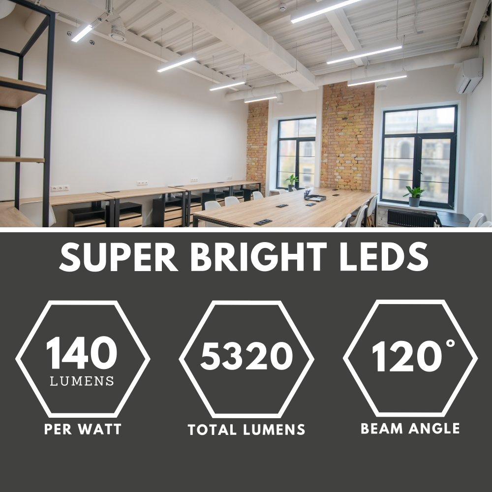 VALA LED Batten Light | 4ft High Lumen 5320lm | CCT Tri-Colour & Multi Wattage | IP20 | Standard