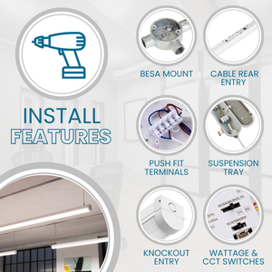 VALA LED Batten Light | 5ft 4480lm | CCT Tri-Colour & Multi Wattage | IP20 | Corridor