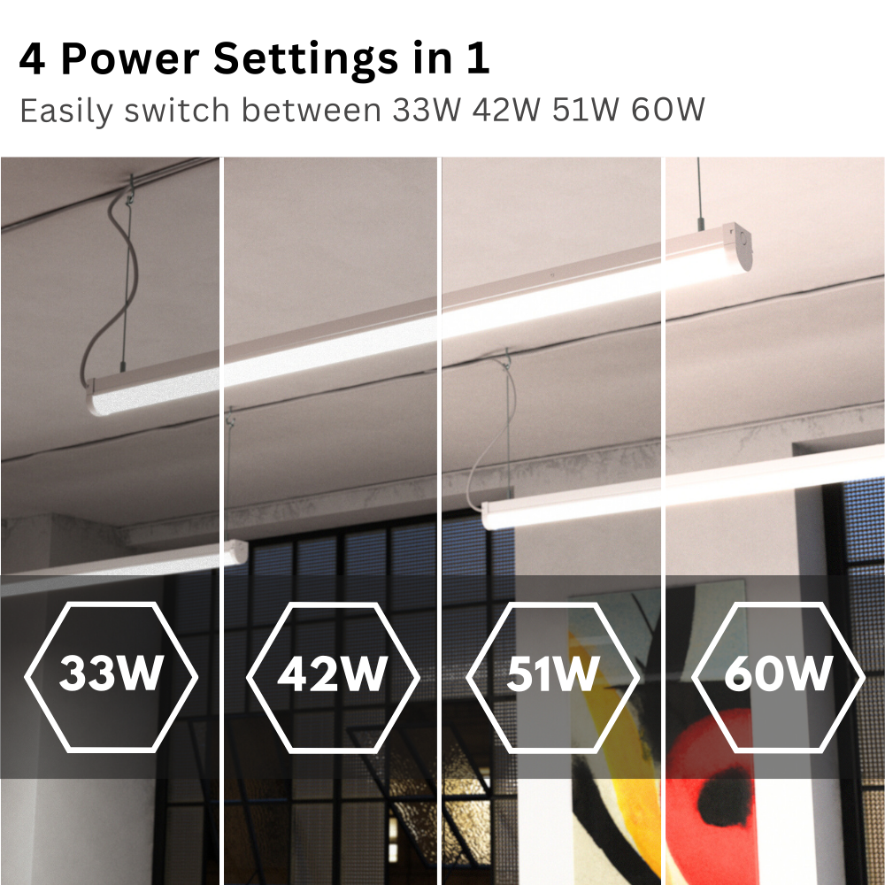 VALA LED Batten Light | 6ft High Lumen 8400lm | CCT Tri-Colour & Multi Wattage | IP20 | Standard