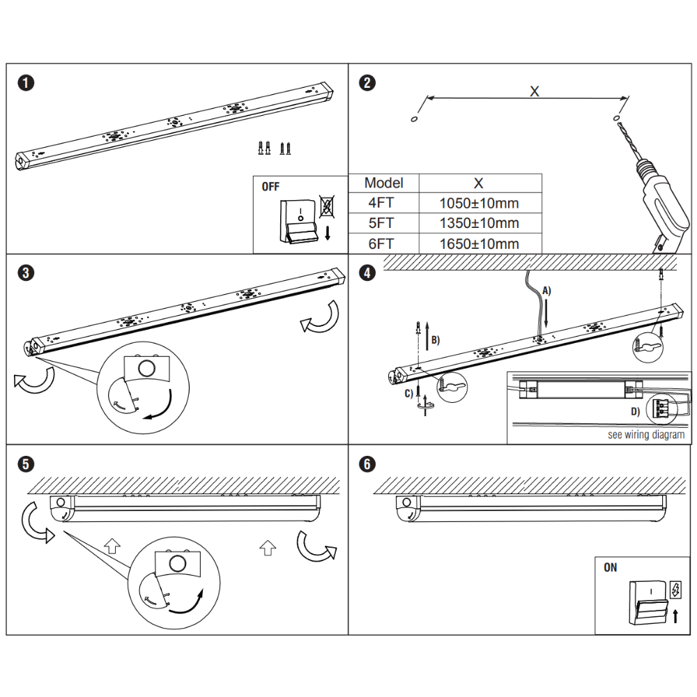 VALA LED Batten Light | 5ft 4480lm | CCT Tri-Colour & Multi Wattage | IP20 | Corridor
